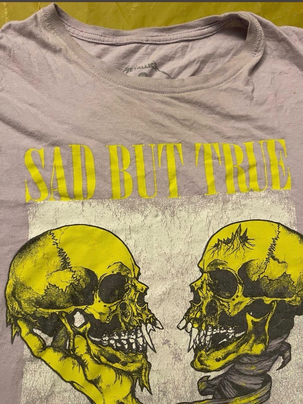 XL Metal Mulisha Sad But True tee with yellow skulls graphic